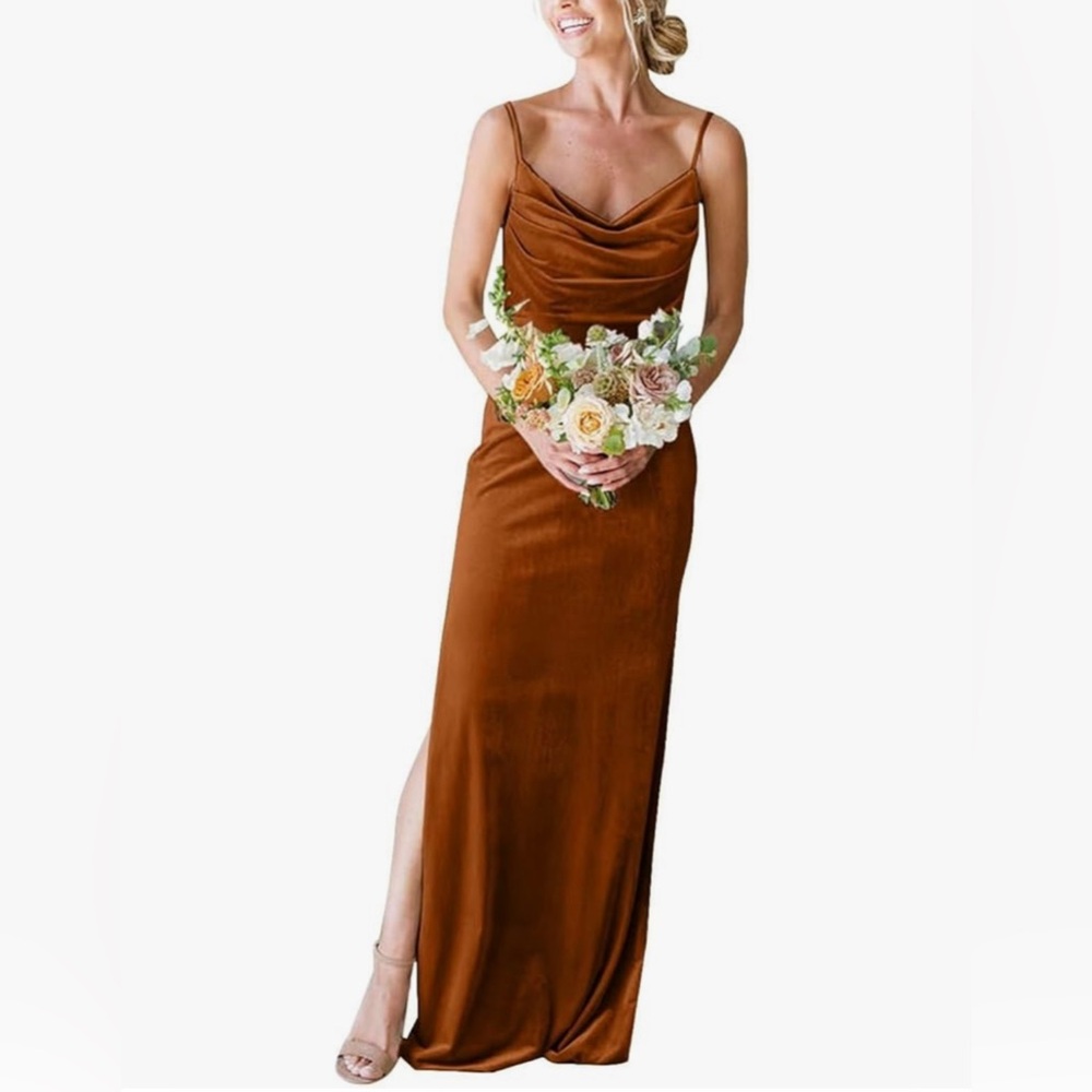 Burnt orange bridesmaid velvet dress - never been worn